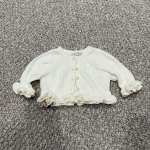 Couture Princess Cream Diamond Knit Ruffle Cardigan Baby Size 3 Months